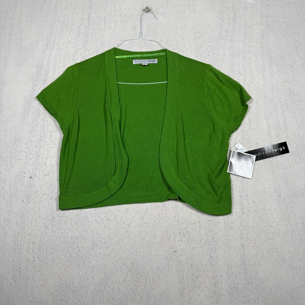 Madison Leigh Leaf Green Short Sleeve Shrug Cardigan 124347M Large NWT